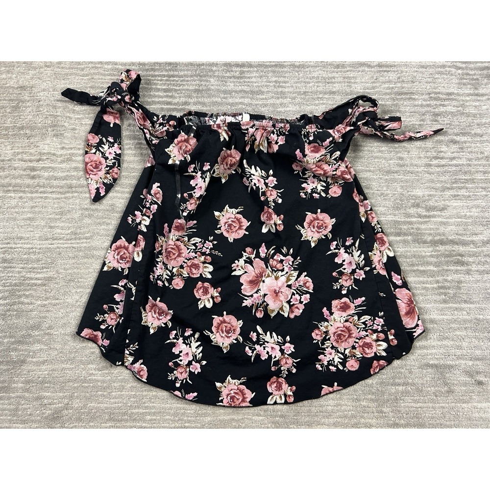 Orange Creek‎ Top Womens Small Black Floral Polyester Blend Tank Sleeveless